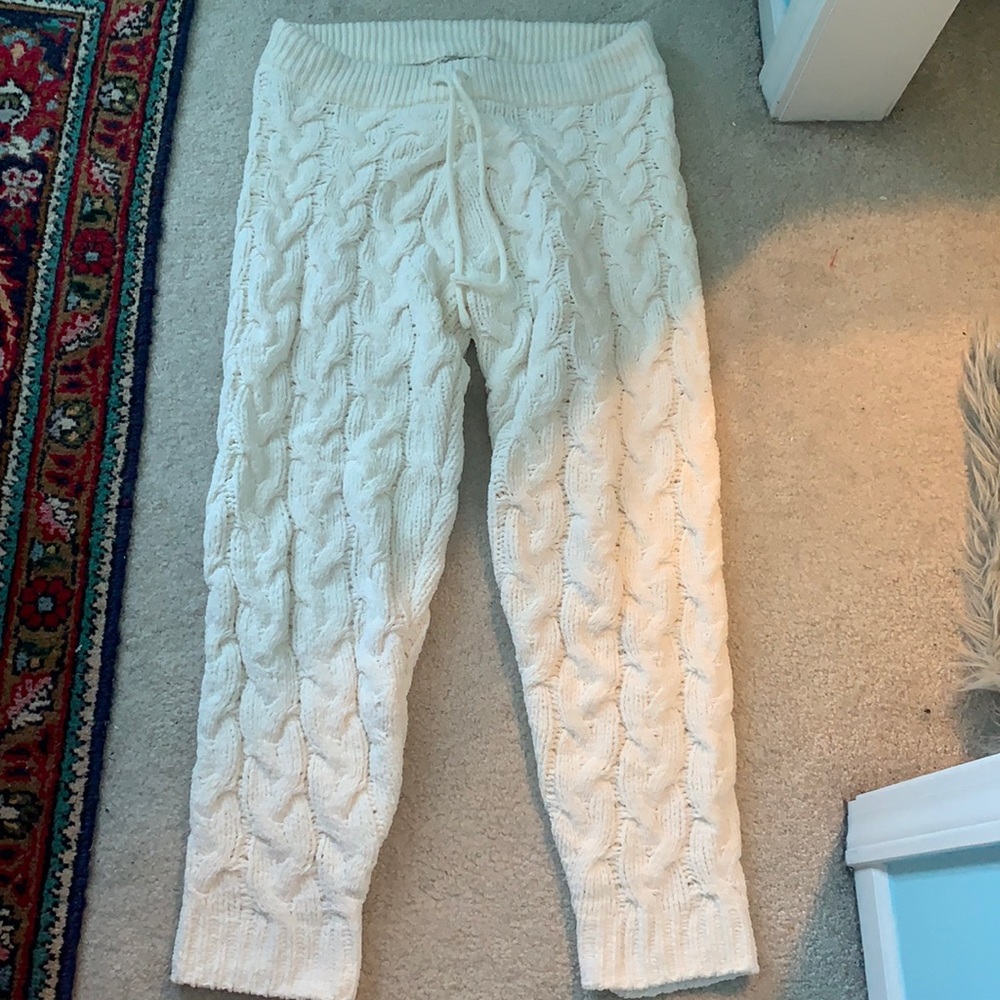Cable knit drawstring chenille joggers